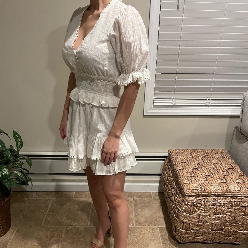 White puff sleeve Polk a dot dress Indikah from Selfie Leslie